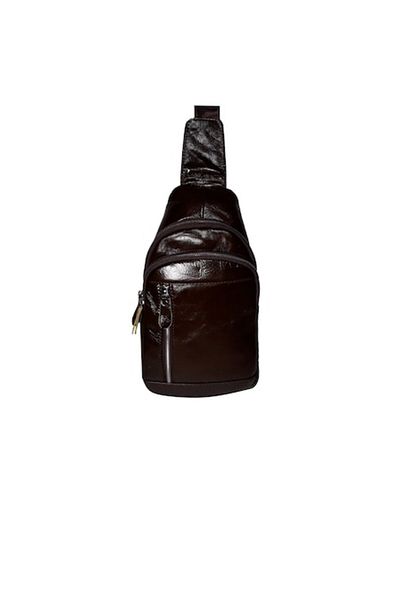 L-line fashion Men's bag, made of genuine leather, dark brown, size 31x18x6 cm