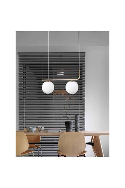 edc Gold chandelier with 2 white globes, E27, 40W