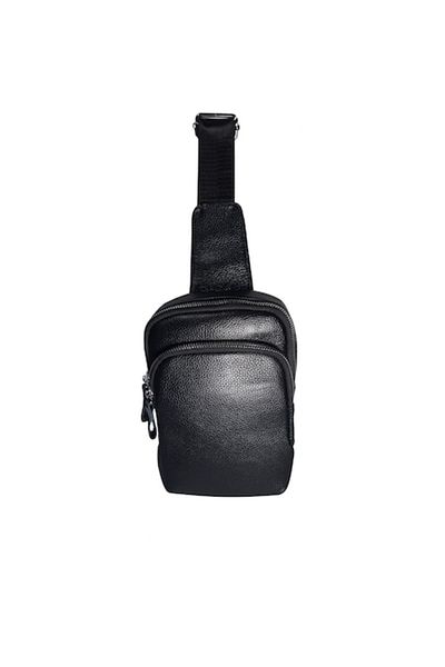 L-line fashion Men's bag, made of genuine leather, black, size 23x15x6 cm