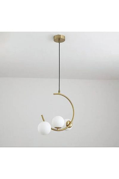 LightPlanet Chandelier on cable, semicircle, 3 x Globe, E27, adjustable length