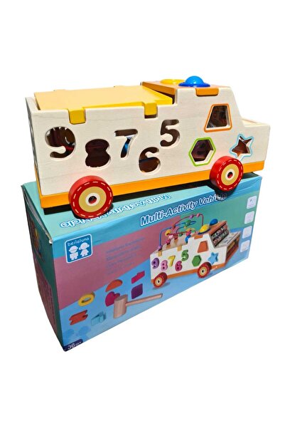 SDX Market Camion multifuncțional din lemn cu activități, tejghea și circuit,...