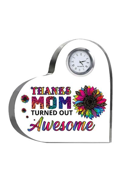 Generic PRINTSHOP4ME Mothers Day Gift Heart-Shaped Crystal Clock - Unique Gifts for Moms - Mothers Day Pres