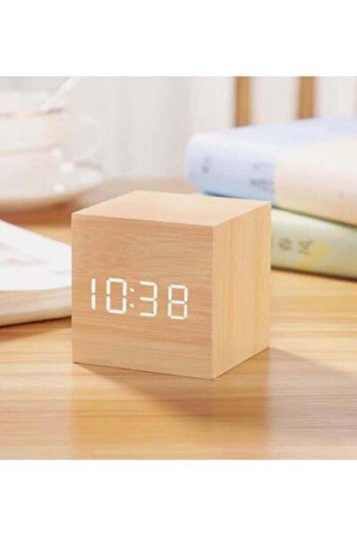 Generic Modern Multifunctional Desktop Electronic Wooden LED Digital Alarm Clock with Temperature and Humid