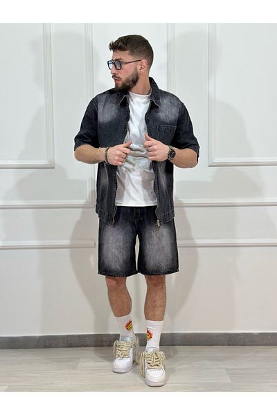 Urban Collection Men's versatile black denim suit