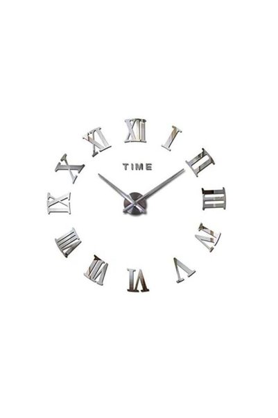 Generic FFD Diy Frameless 3D Mirror Sticker Wall Clock, Silver
