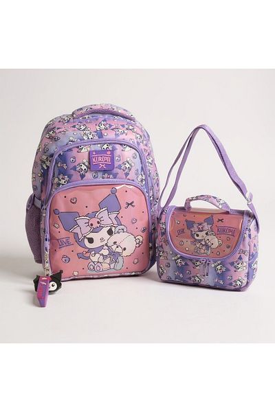 JaspEAdo Wiggle Kuromi 2-Piece First School Bag Set - Original Licensed / Purple Pink with Pocket - Nutrition