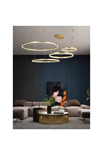 edc GOLD LED chandelier 4 circles 60cm+50cm+40cm+30cm, WiFi 2.4G remote control 3 lights dimmable