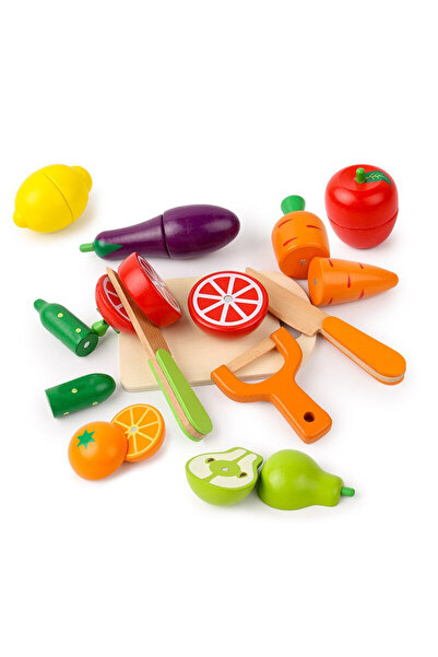 SDX Market Set de jucării din lemn pentru felierea fructelor și legumelor