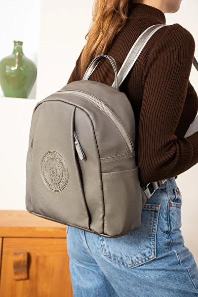 Just Polo EU Original Just Polo 9 Compartment Large Size Women's Backpack 6026 Gray