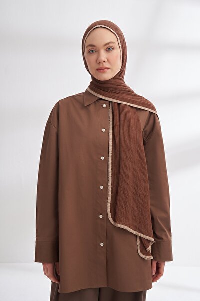 ARMANDA Müslin Biyeli Şal- Açık Kahve