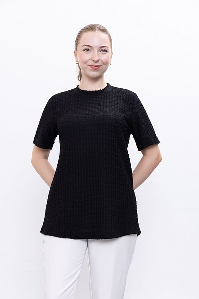 Linvey Summer Casual Comfortable Fit Short Sleeve Wrinkle Blouse T-Shirt
