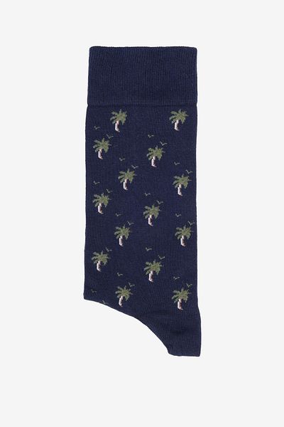 ALTINYILDIZ CLASSICS Men's Navy Blue-Green Patterned Navy Blue Green Cotton Casual Socks
