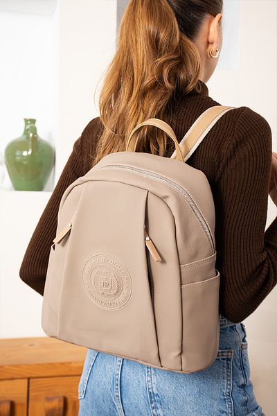 Just Polo EU Original Just Polo 9 Compartment Large Size Women's Backpack 6026 Sand