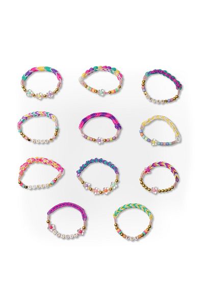 TOYFEST Rainbow Loom Braid & Bead Set – 2000 Rubber Bands, 390 Beads, Auto Loom, Bracelet Making Kit