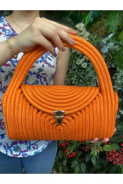MaVaux Straw Portfolio Bag with Soft Accessories
