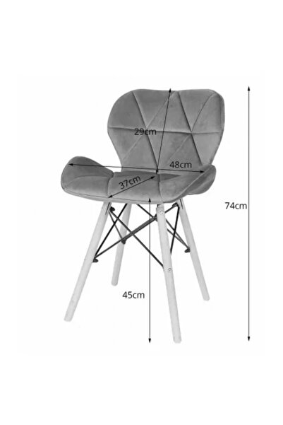 Artool Sada 4 scaune stil scandinav, Artool, Lago, catifea, lemn, negru, 48 x 43 x 74 cm