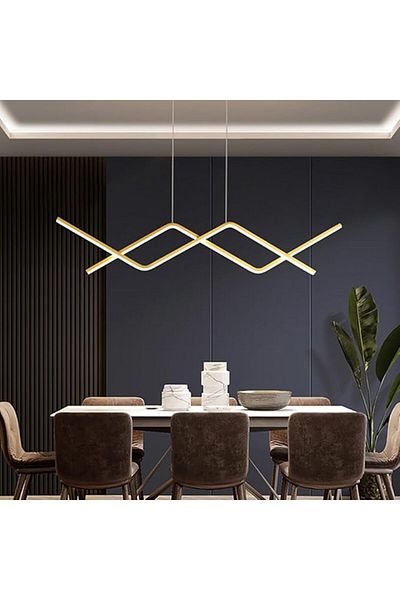 Sueva Minimalist Gold LED Chandelier, 2.4G WiFi Remote Control 3 Lights Dimmable