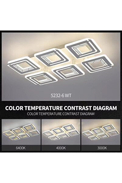 Jiju LED chandelier square, WiFi remote control 64cm White/grey 2.4G 3 lights dimmable