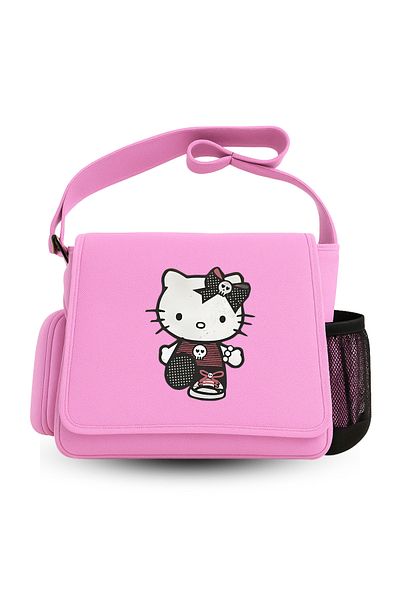 Toum Hello Kitty Goth Printed Unisex Green Messenger Bag