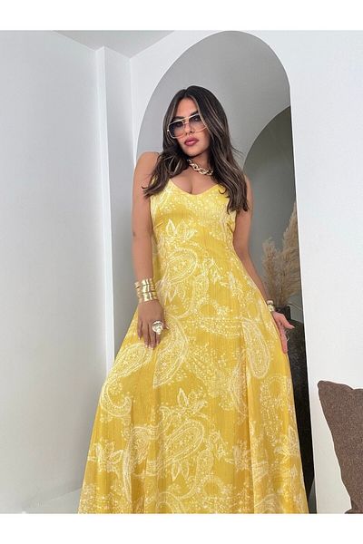369 etnik butik Product Name: Paisley Patterned Strap Maxi Dress – Women (Color Options)