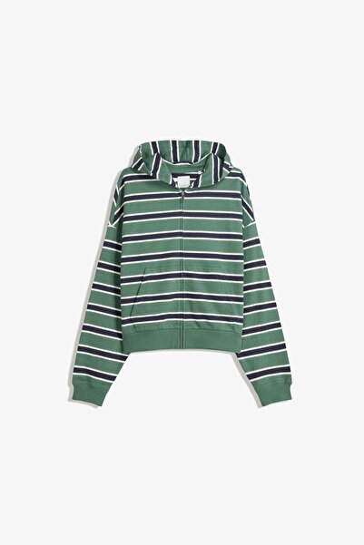 Bershka Striped hoodie with zip