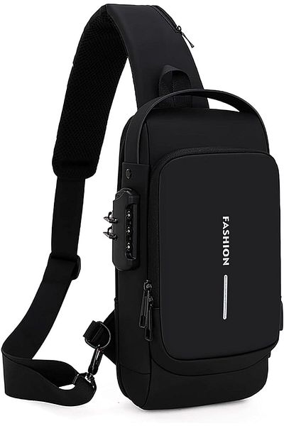 LIVVY Crossbody Sling Bag – Waterproof Leather Chest Shoulder Backpack for Men & Women, Casual Travel Da