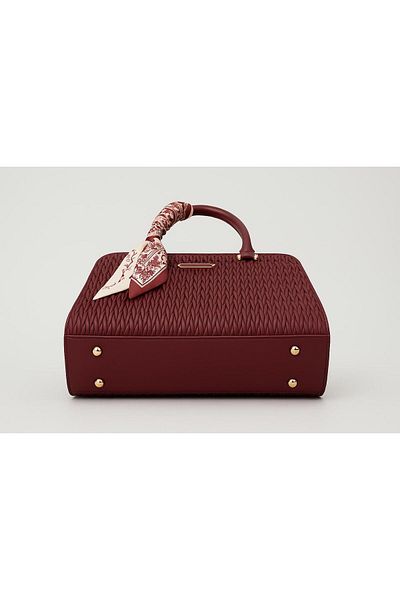 Generic Elegant Textured Ladies Handbag with Heart Scarf & Gold Detailing – Carnalisa