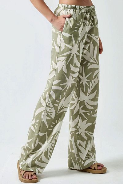 Hiccup Floral Pattern Straight Leg Trousers