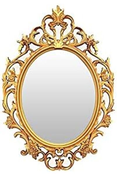 genric مرآة حائط بيضاوية عتيقة بتصميم مكياج - مرآة ديكور عتيقة، تصميم أوروبي عتيق، مرآة حائط أنيقة