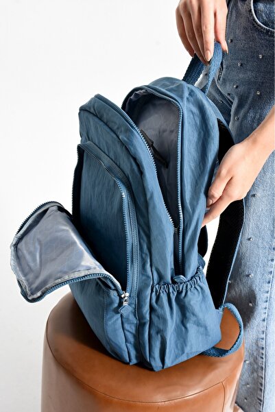 H&D COLLECTİON Waterproof Imported Crinkle Fabric School Business and Travel Backpack with Laptop Compartment