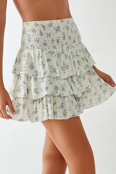 Hiccup Elastic Waist Floral Mini Skirt
