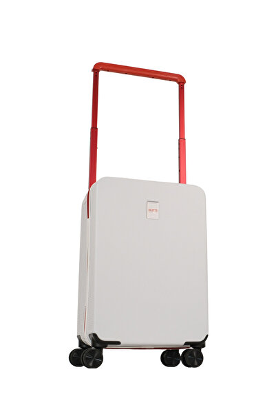 GROUND Jade Kabin Boy Valiz Geniş Çekçekli – Beyaz - 10670