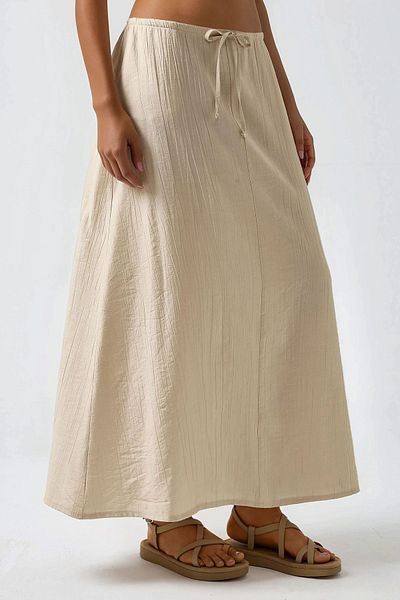 Hiccup High Waist Textured Long Skirt