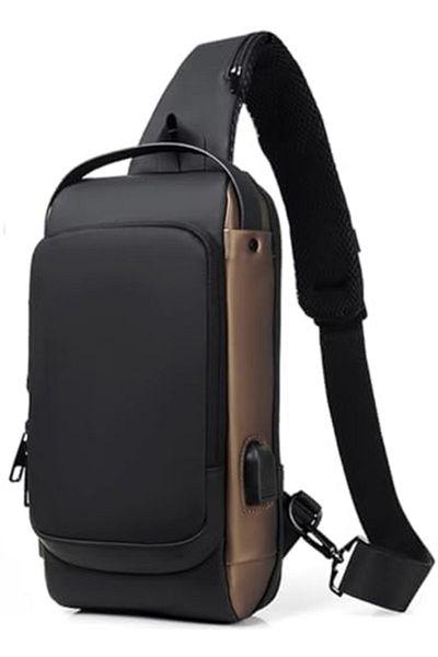 LIVVY Crossbody Sling Bag – Waterproof Leather Chest Shoulder Backpack for Men & Women, Casual Travel Da