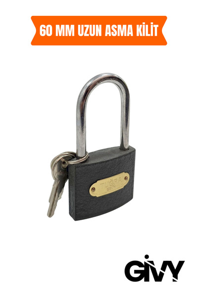 GİVY قفل معلق طويل باللون الرمادي مقاس 60 مم