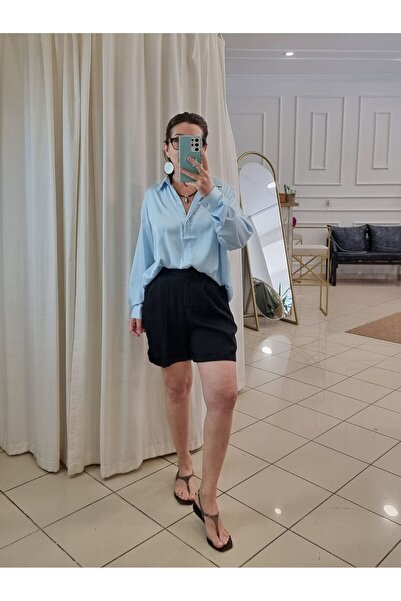 pudubutik Pocketed Satin Shorts Black