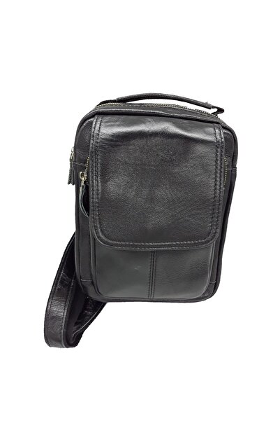 L-line fashion Men's bag, black, made of genuine leather, with handle, size 25/20/6 cm