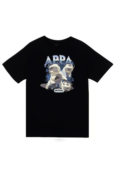 fame-stoned Avatar the Last Airbender Appa Printed 100% Cotton Unisex Black T-Shirt