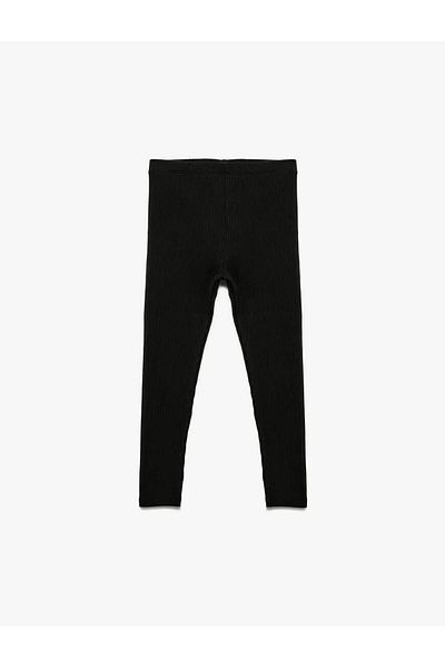 Koton Cotton Ribbed Basic Long Leggings with Elastic Waist