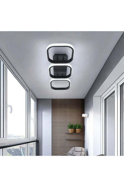 KORMAN TECHNIK Πολυέλαιος LED VERTEX 32W, 3 Τετράγωνα, Γραμμικός, Ψυχρό/Ζεστό/Ουδέτερο Φως, Μαύρος