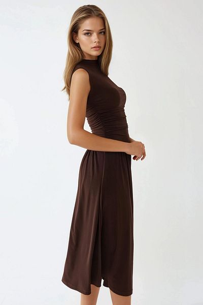 Hiccup Round Neck Relaxed Cut Midi Dress