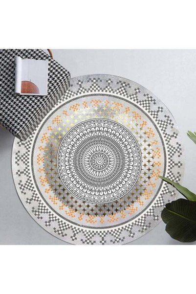 Generic Decorative Anti-skid Round Mat Round Polyester Multicolour 120x120cm