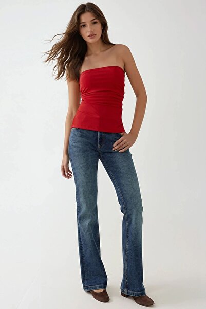 Hiccup Strapless Drape Detailed Top