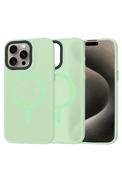 Tim High Protection Case for iPhone 15 Pro Max, Timacondesign, L44, Hard Plastic, Light Green Forest