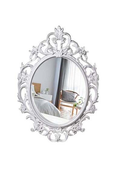 Generic FFD Decorative White Wall Mirror, Vintage Hanging Mirror for Bedroom ...