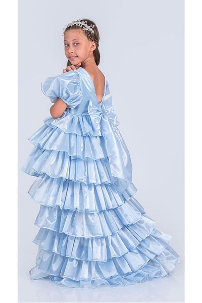 Baby Stony Crown Front Short Back Long Trailing Birthday Party Girl Children Evening Dress