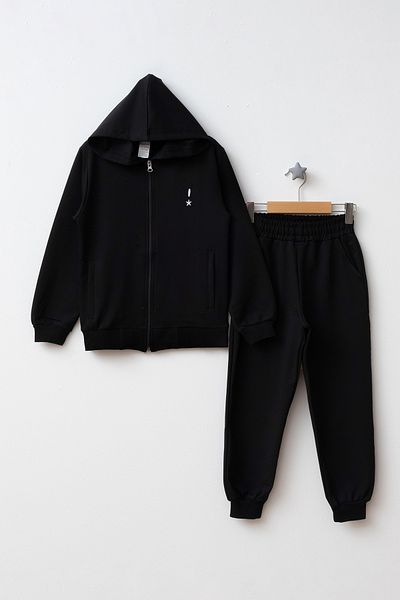 Beniizle Hooded Zippered Double Pocket Unisex Tracksuit Set