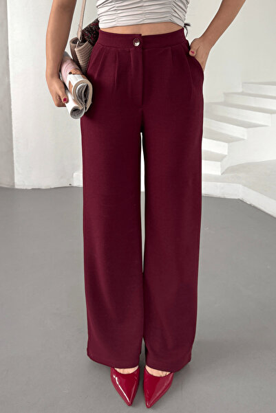 Paw Garage Women's Loretta Pleated Waist Palazzo Pants, Crepe Fabric, 4 Seasons