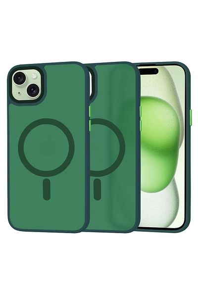 Tim High-Protection Case for iPhone 15 Plus, Timaconprotect, Y25, Hard Plastic, Midnight Green Forest