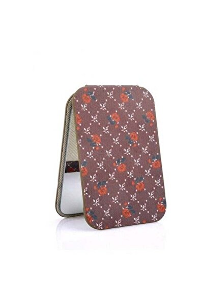 Generic Folding Desktop Makeup Mirror PU Portable Vintage Rose Pattern Mirror